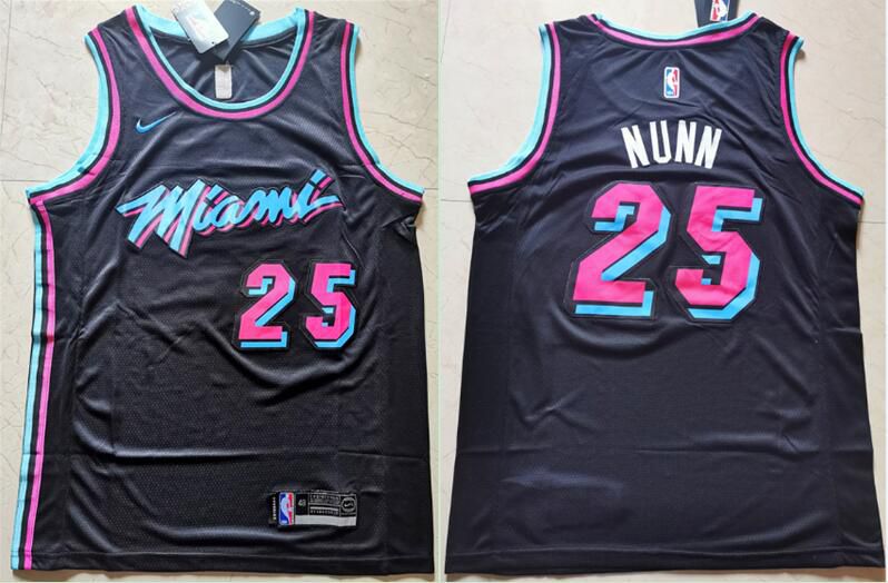 Men Miami Heat 25 Nunn Black Nike Game NBA Jerseys1